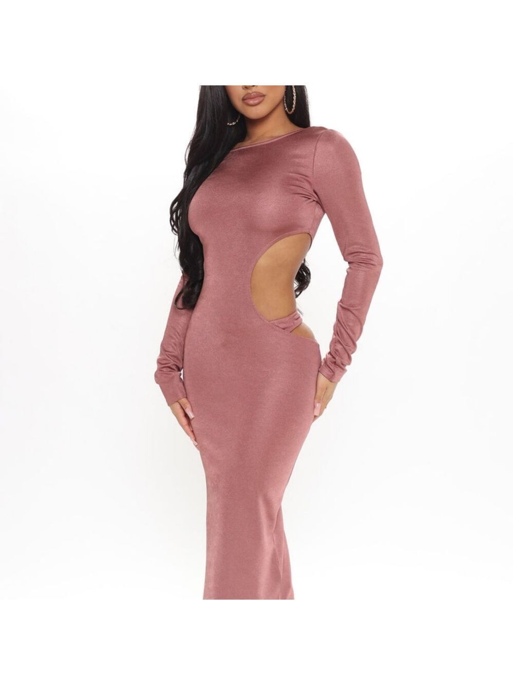 NWT Fashion Nova Show a Little Cut Out Midi Dress, Size L - Picture 3 of 14